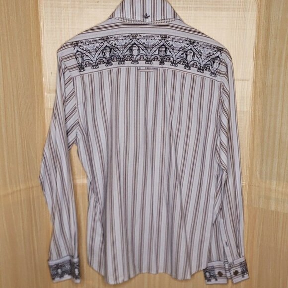 English Laundry Christopher Wick Mens Embroidered Striped Button Down Large - Picture 2 of 9